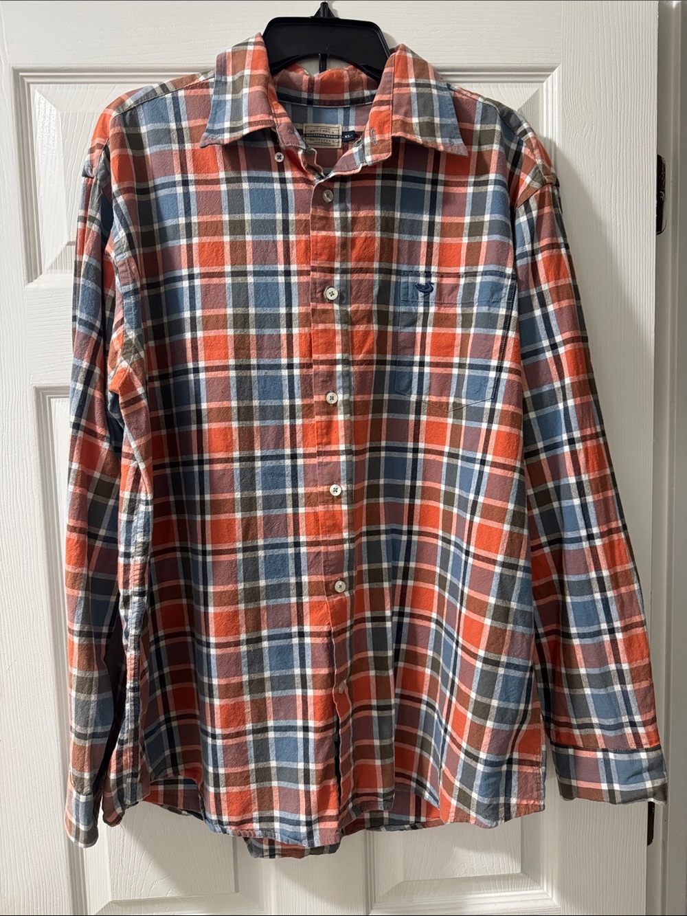 Southern Marsh Men's Plaid Button-Down Shirt - Orange & Blue